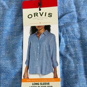 Orvis Light Blue Linen Blend Shirt